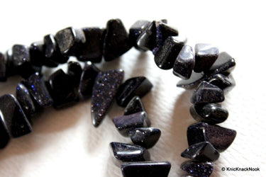 Blue Black Chip Beads 10mm-15mm, 17.5 inch strand